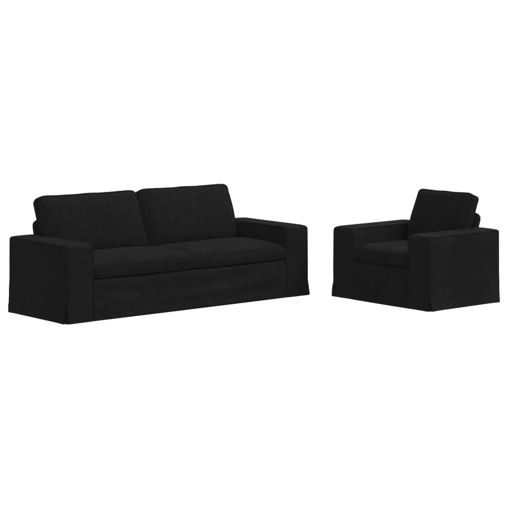 Divano 2 pcs Nero 182 x 80 x 82 cm Tessuto