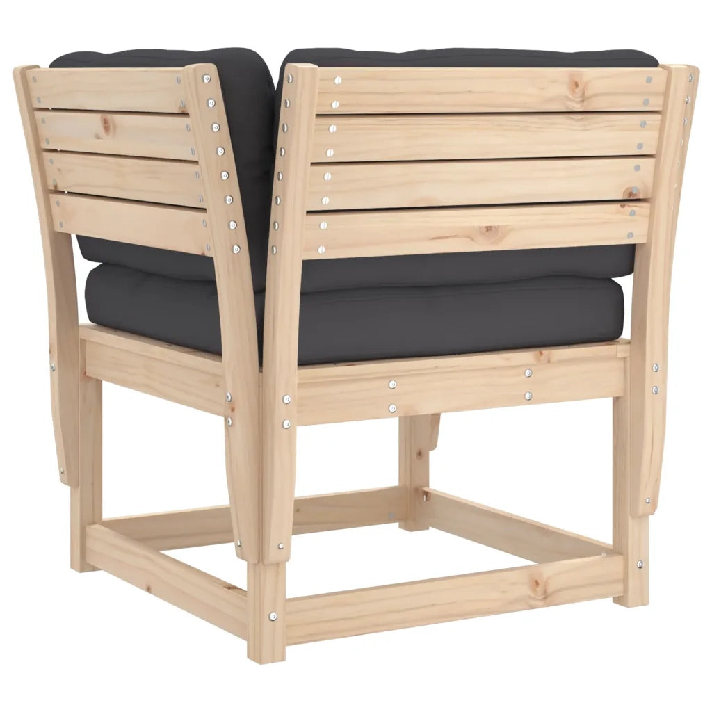 Divano Giardino con Braccioli con Cuscini Legno Massello Pino 844694