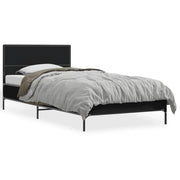 Letto singolo | Letto per adulti | Giroletto Nero 75x190 cm in Legno Multistrato e Metallo