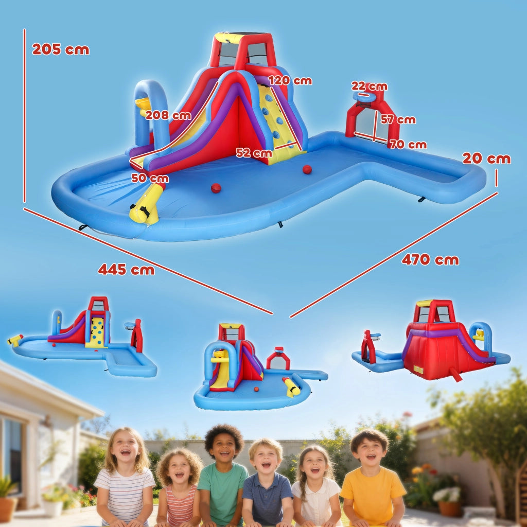 Castello gonfiabile per piscina con soplador 550W ¨C zephmum ¨C scivolo, parete arrampicata, canestro, porta
