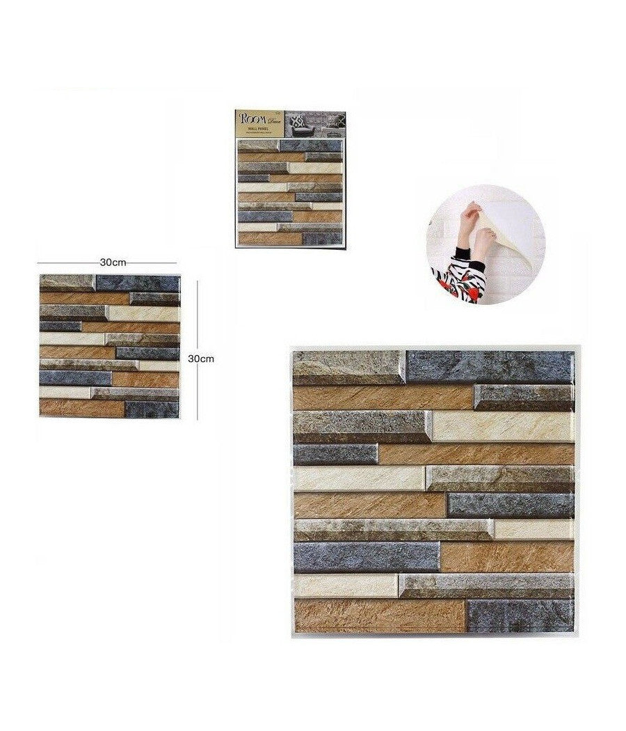 3d Piastrella Mattonella Adesivo Da Parete Muro Pannello 30x30cm 64382         