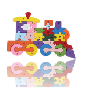 3d Puzzle Legno Forma Di Treno Educativo Lettere Numeri Bambini Imparare         