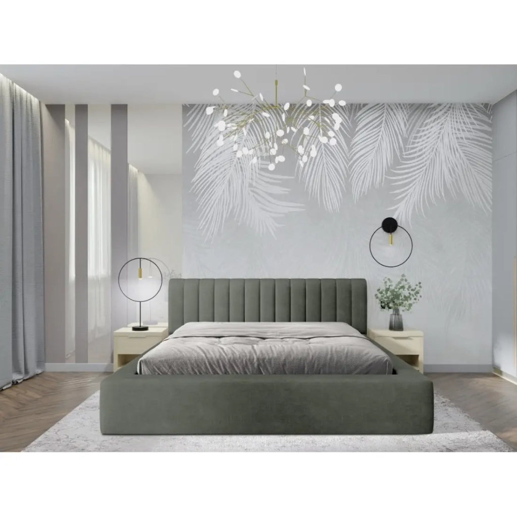 Lettino CERVIN - Velluto morbido Salvia Notturna - 160x200 cm - Rete sollevabile - Design elegante