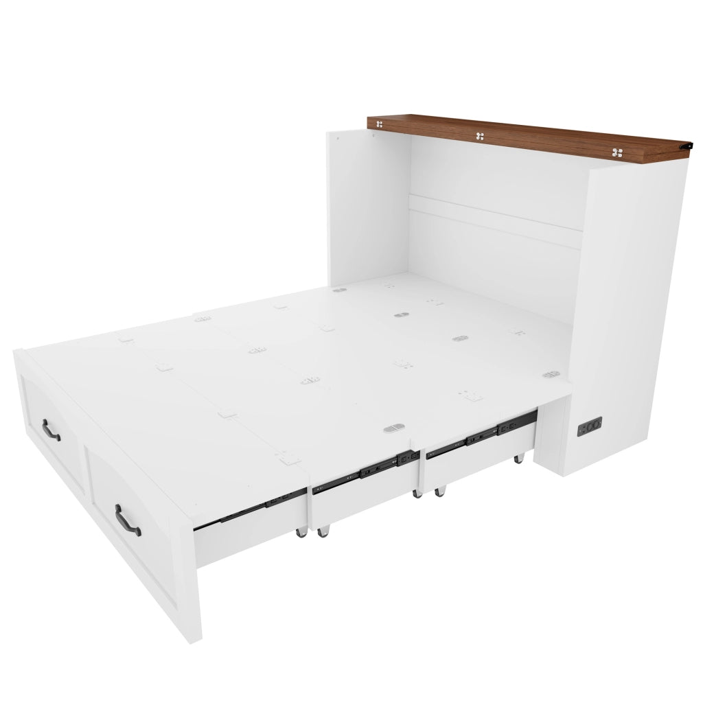 Letto a scomparsa pieghevole 140x200 cm con presa EU; bianco