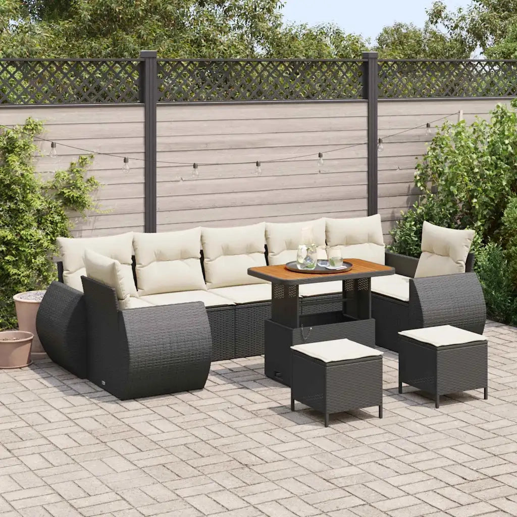 Set Divano da Giardino 10 pcs Nero polyrattan