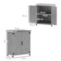 Armadio da Esterno con Ripiano e Banco da Lavoro in Legno e Acciaio, 79x43x92 cm, Grigio