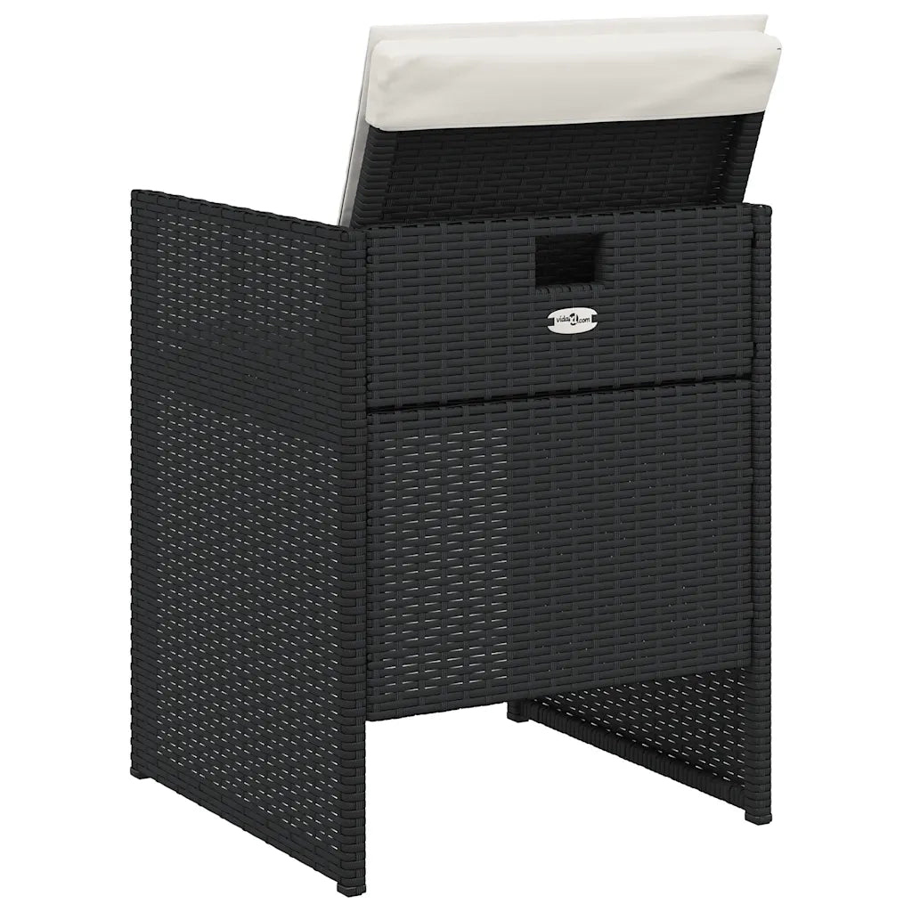 Set da Pranzo da Giardino 5 pz Nero con Cuscini in Polyrattan