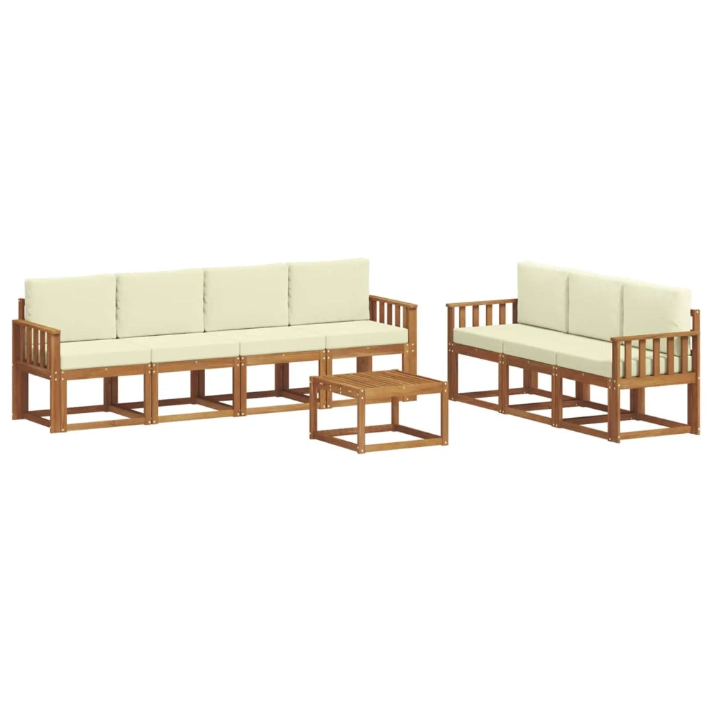 Set di divani da esterno con cuscino 8 pcs Naturale e Crema