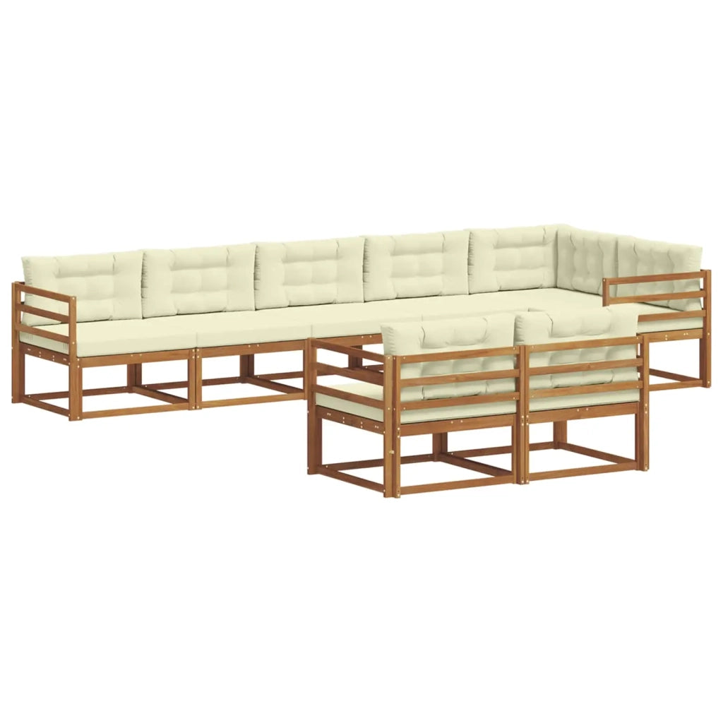 Set di divani da esterno con cuscino 8 pcs Naturale e Crema