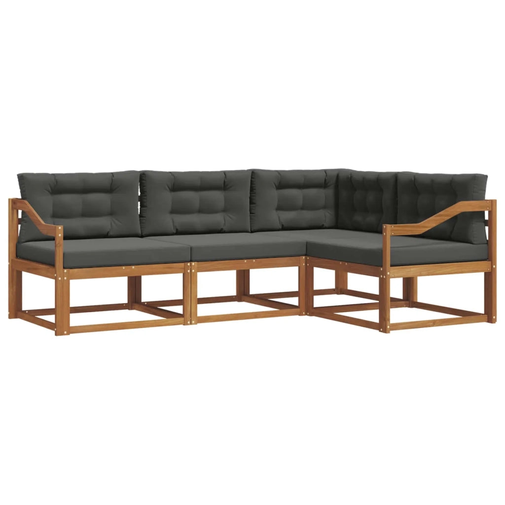 Set di divani da esterno con cuscino 4 pcs Naturale e Antracite
