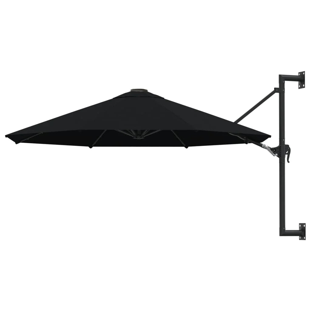 Ombrellone da parete con palo in metallo 300 cm nero 02_0008683