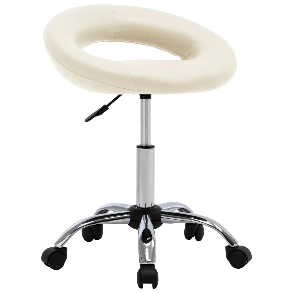 Sedia da ufficio sedia da lavoro con ruote similpelle color crema 02_0024076