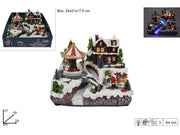 Decorazione Natalizia Giostrina Villaggio Babbo Natale con Movimento e Luci