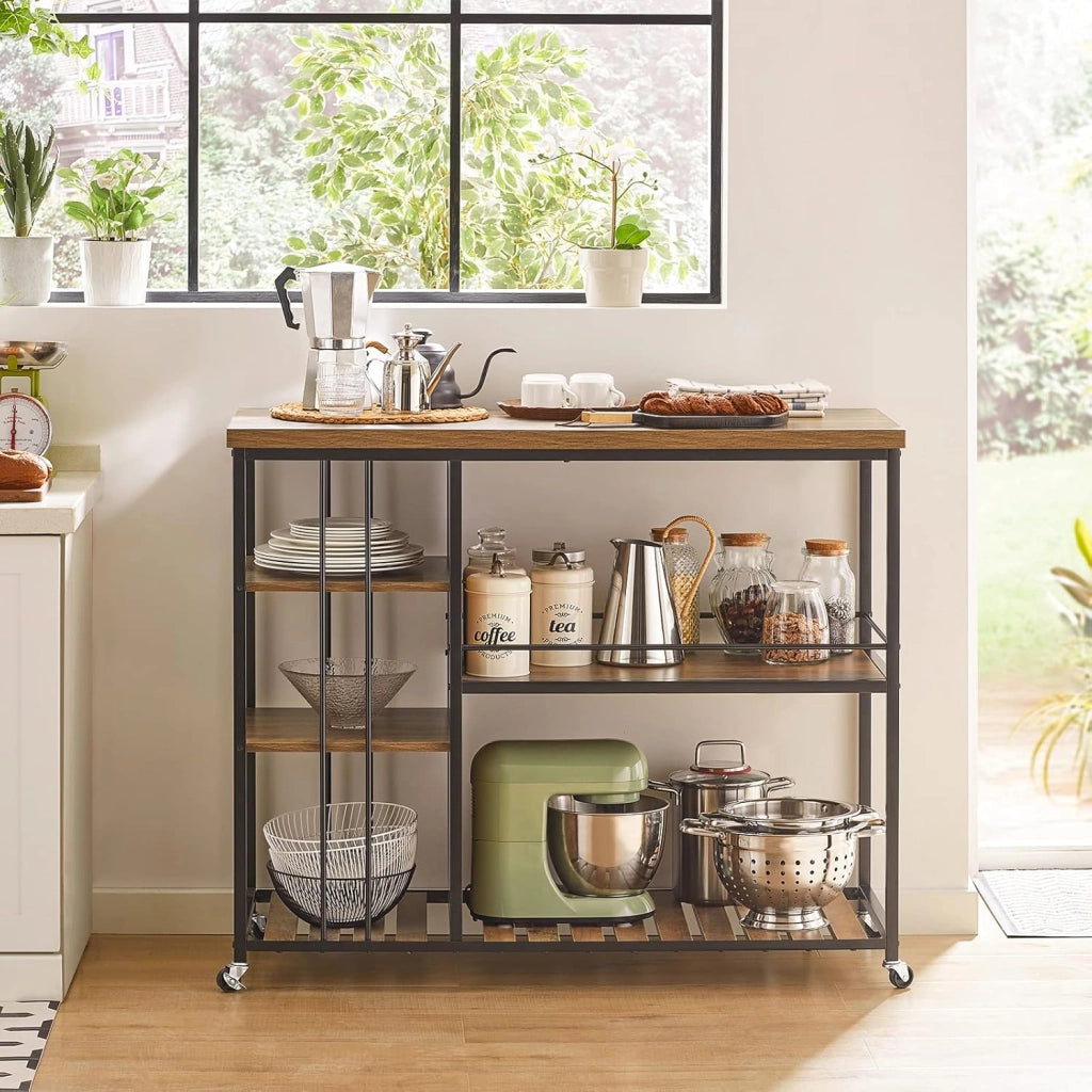 Carrello da portata con 5 ripiani Carrello laterale Carrello da cucina ripiano per microonde 110x45x92cm SVW18-II-F