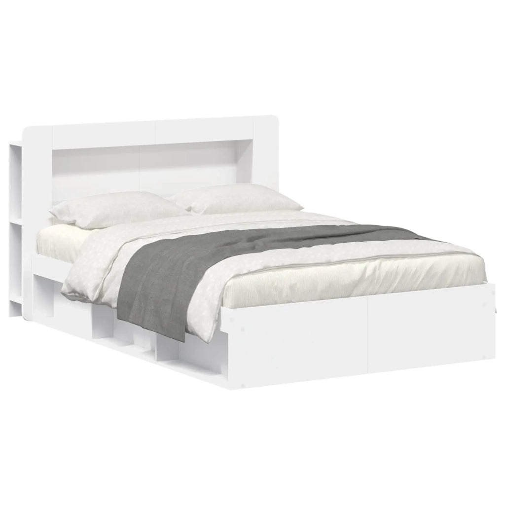 Telaio del letto con storage con testiera Bianco 160 x 200 cm