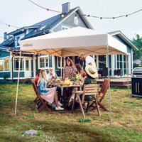 Gazebo pieghevole bianco, 2,5 x 2,5 x 2,7 m con chiusura centrale, Tenda per fiere eventi mercati