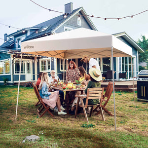 Gazebo pieghevole bianco, 2,5 x 2,5 x 2,7 m con chiusura centrale, Tenda per fiere eventi mercati