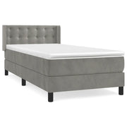 Letto singolo | Letto per adulti | Giroletto a Molle con Materasso Grigio Chiaro 90x190 cm Velluto