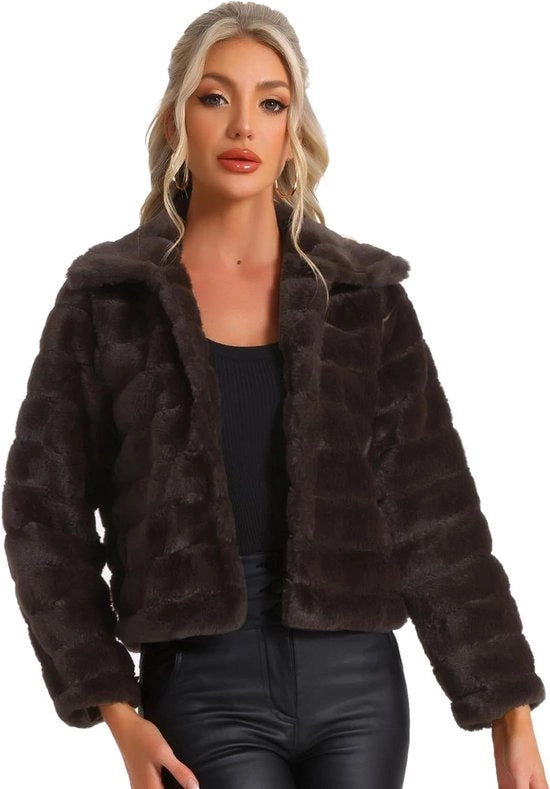 Giubbotto da donna con code lunghe e cappotto corto elegante - morbido e aperto - design di tendenza - giubbotto caldo per l'inverno