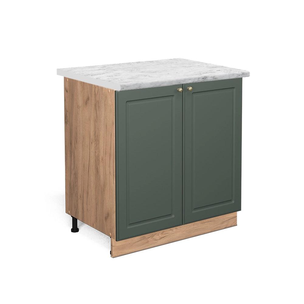 Mobiletto base cucina Fame-Line Verde-oro rustico/Rovere dorato 80 cm con ripiano, PL Marmo Vicco