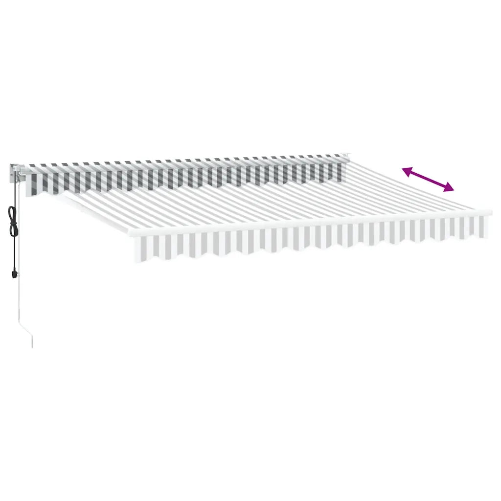 Tenda retrattile-Tenda parasole per balcone Antracite e Bianca 3,5x2,5m Tessuto/Alluminio 453695