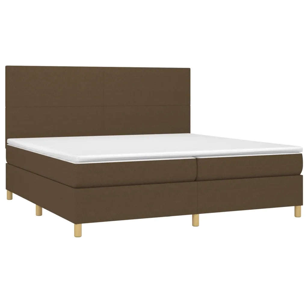 Letto a Molle Materasso e LED Marronescuro 200x200cm in Tessuto 3135304