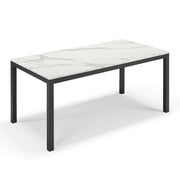 Tavolo da pranzo allungabile Marmo di Carrara 160x85 modello GIOTTO MADE IN ITALY con 2 allunghe laterali da 40 cm per sala da pranzo, cucina e soggiorno, design moderno