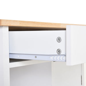 Carrello da Cucina 3 Ripiani Cassetto e 1 Anta in Legno 66x39,5x86,5 cm  Bianco