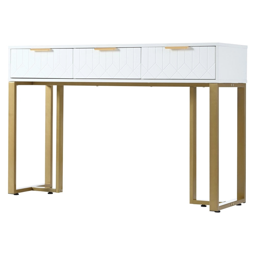 Consolle moderno con cassetti ¨C Minimal ¨C Bianco e oro, 100x35x78 cm