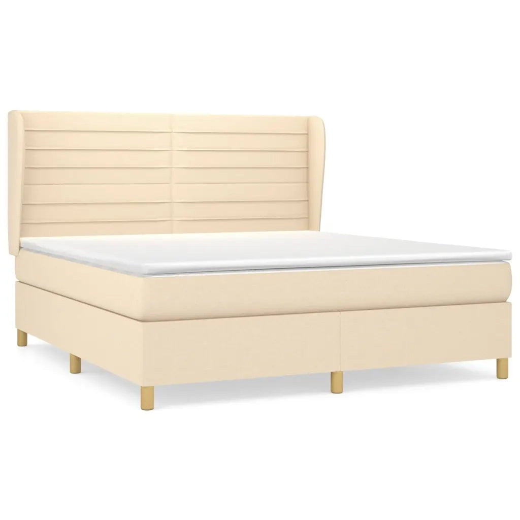 Giroletto a Molle con Materasso Crema 180x200 cm in Tessuto