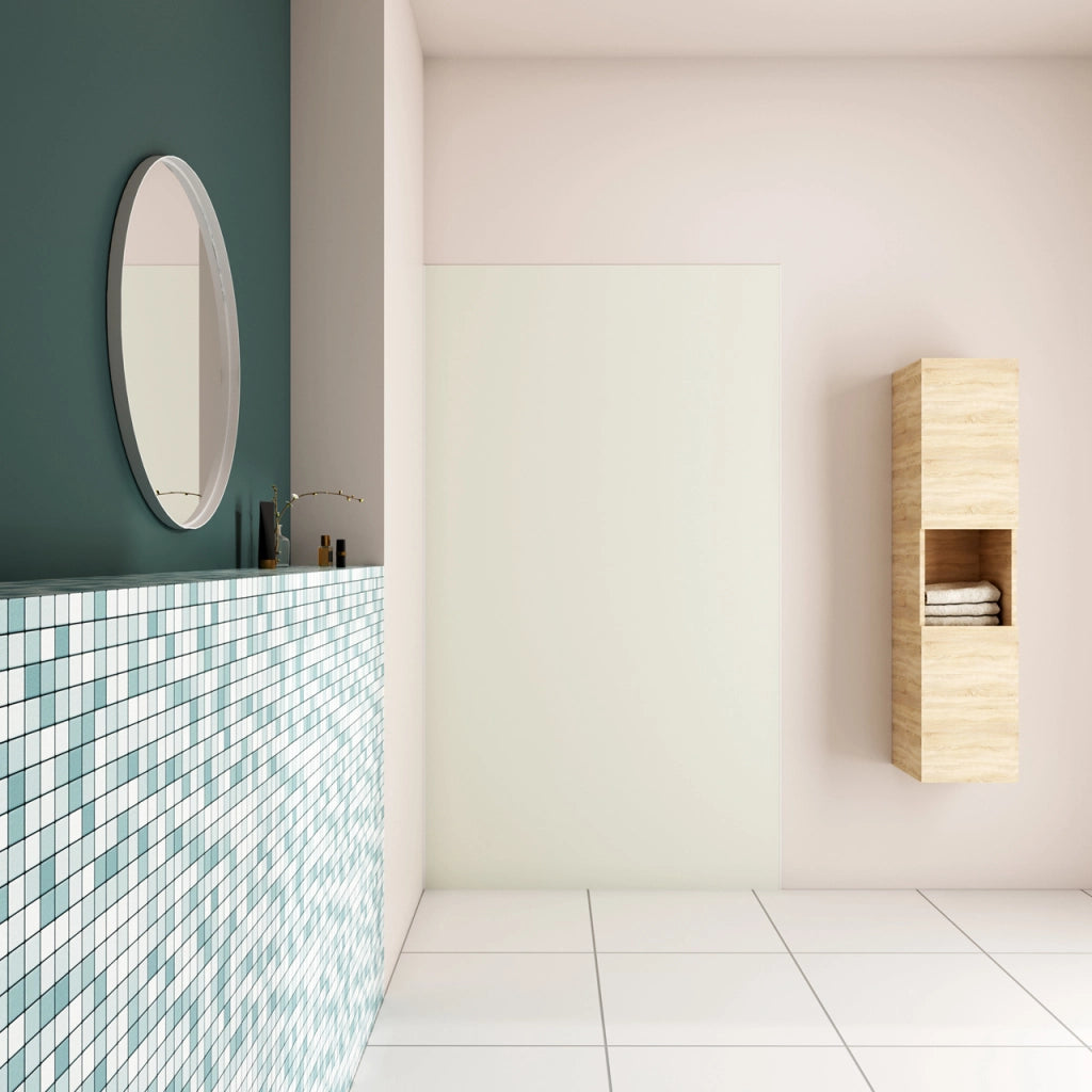 100x210 cm Pannello Doccia Realizzato in Alluminio Spessore 3mm con Profili Finitura Bianco Avorio per Rivestimento Parete Bagno