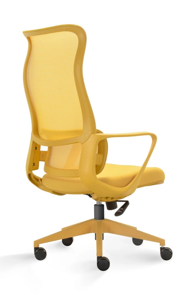 Sedia studio Hispanohogar altezza regolabile in tessuto giallo