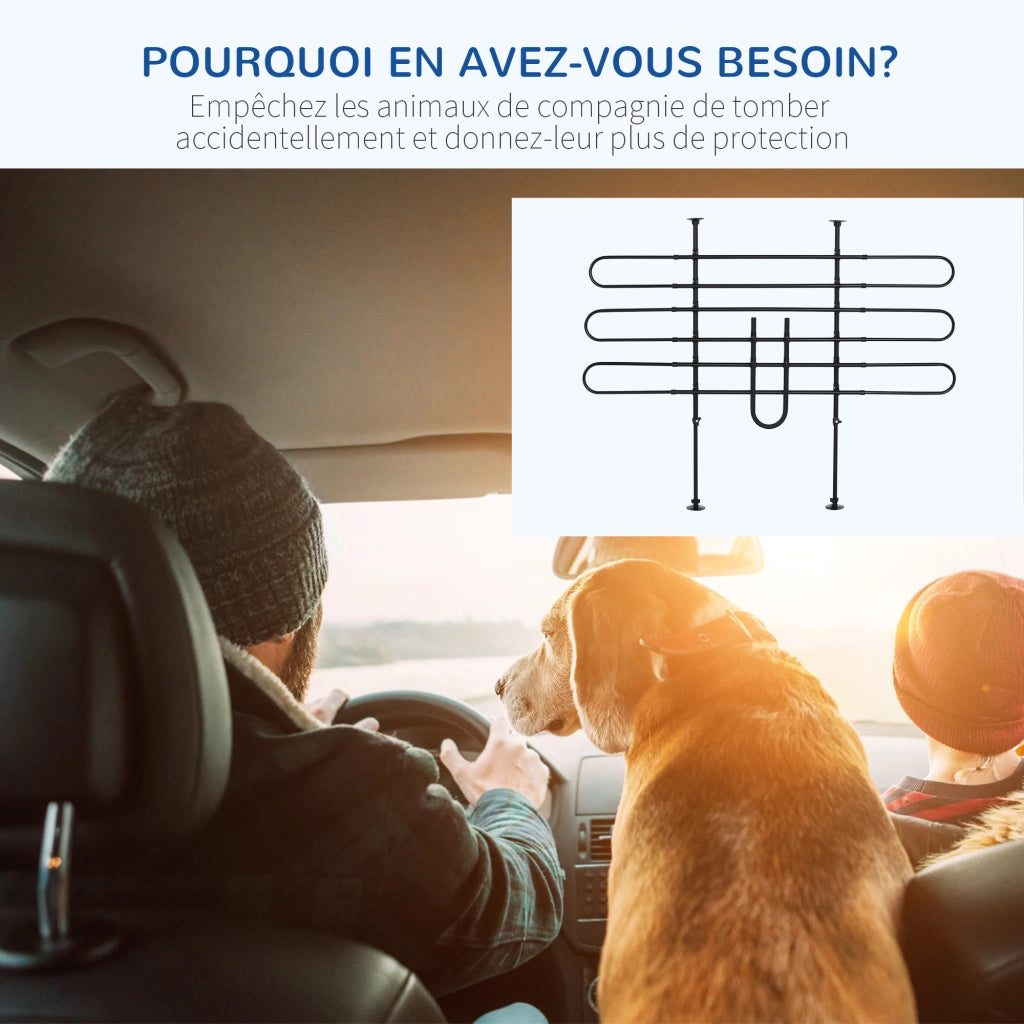 Barriera per Auto Cane Regolabile ¨C zephmum ¨C Nero Acciaio 87-135x85-120 cm
