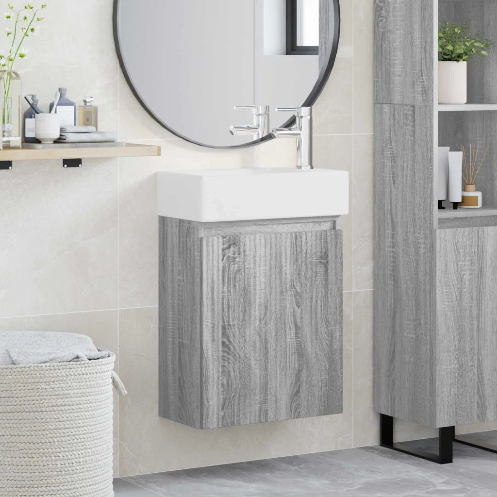 Mobile bagno con rubinetto Sonoma grigio 45,5 x 22,5 x 84 cm 889457