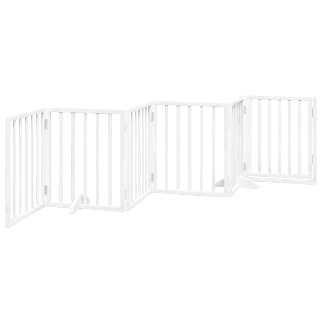 vidaXL Cancello Cani Porta Pieghevole Bianco 6 Pannelli 300 cm Pioppo