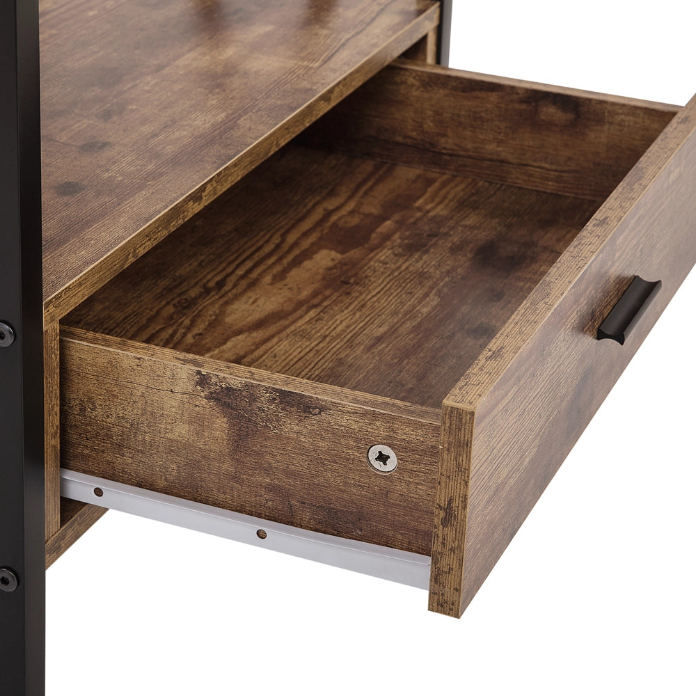 Consolle Mobile TV Legno Scuro e Metallo 3 Ripiani 1 Cassetto Home Office Mobili Stile Moderno