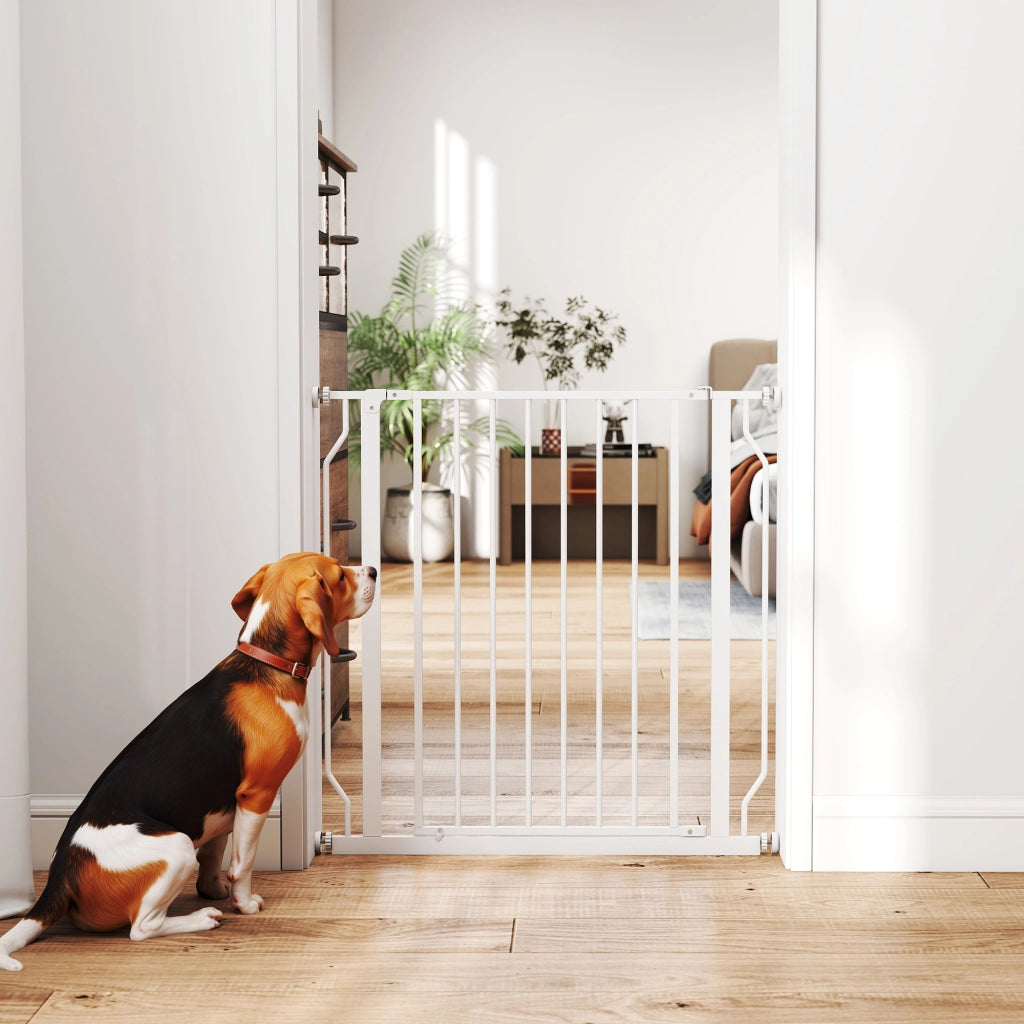 Cancelletto di Sicurezza per Cani e Gatti Estensibile 75-85x76cm Acciaio Bianco