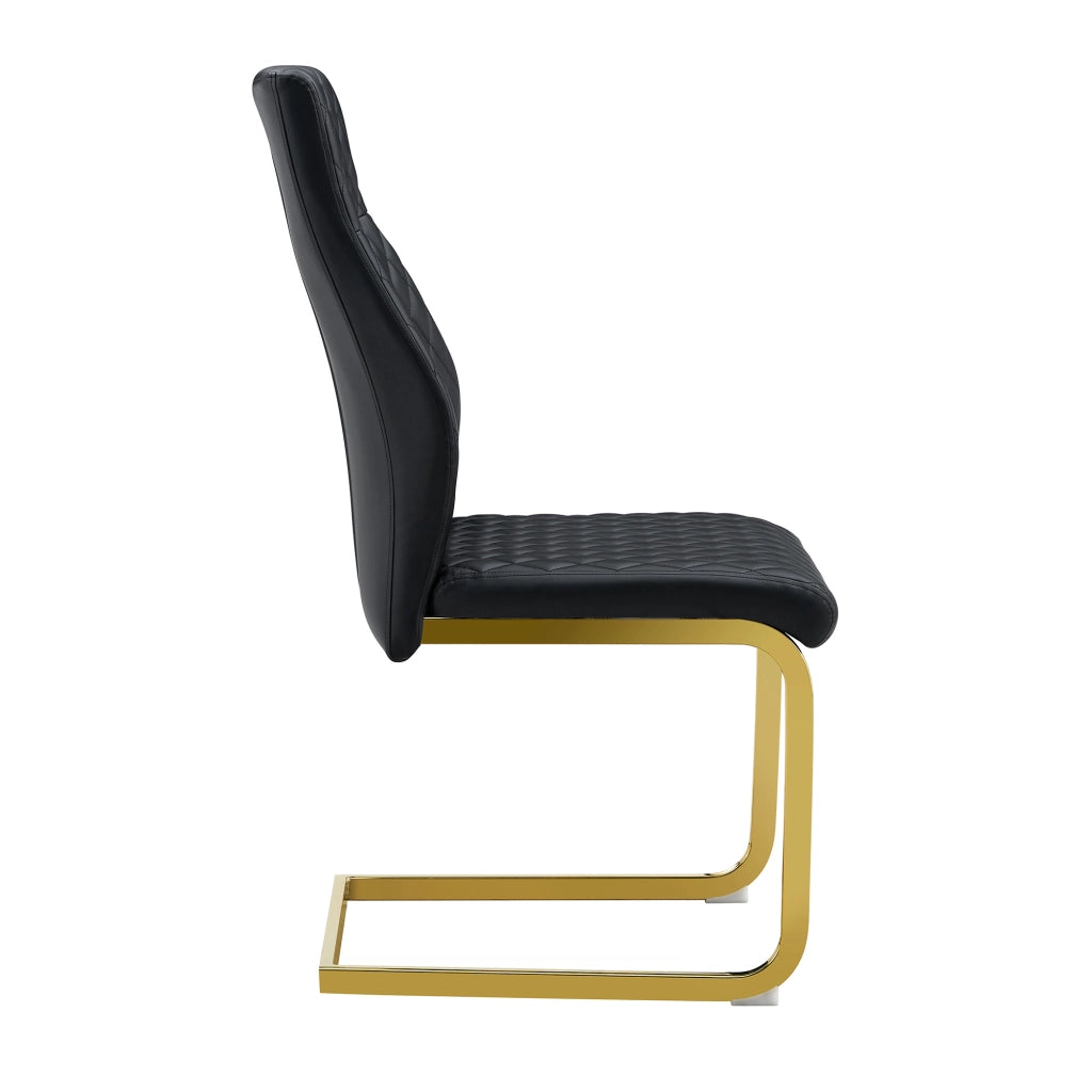 Set 2 Sedie da Pranzo con Schienale Alto ¨C Xylo ¨C Velluto Nero, Gambe in Metallo Dorato