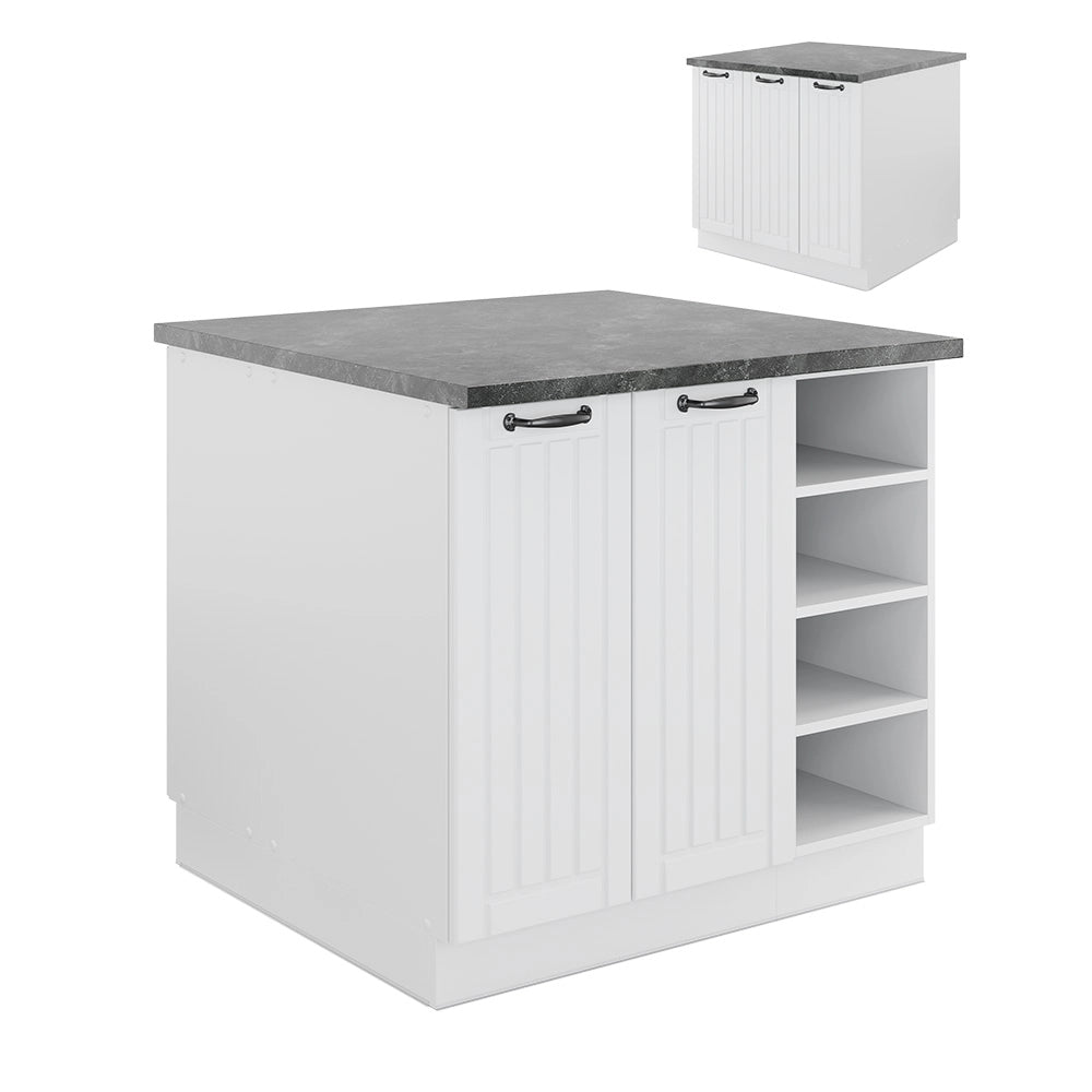Isola cucina Fame-Line Bianco rustico/Bianco 90 cm senza piano di lavoro Vicco