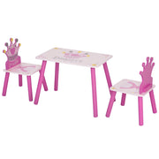 Set Tavolo e 2 Sedie Bambini ¨C zephmum ¨C Legno Rosa con Schienale a Corona