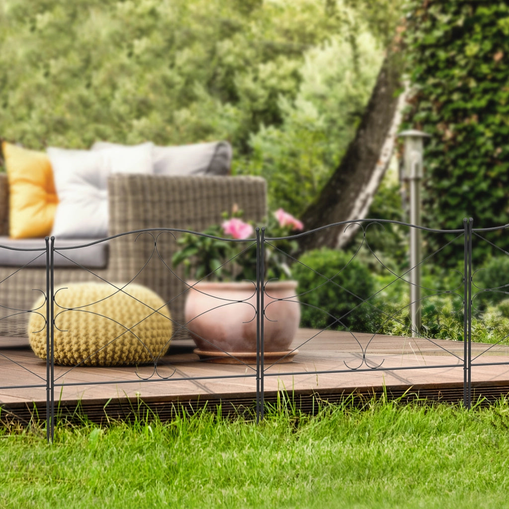 Recinzione Giardino 5 Pezzi ¨C Zephmum ¨C Nero Metallo 305x62 cm