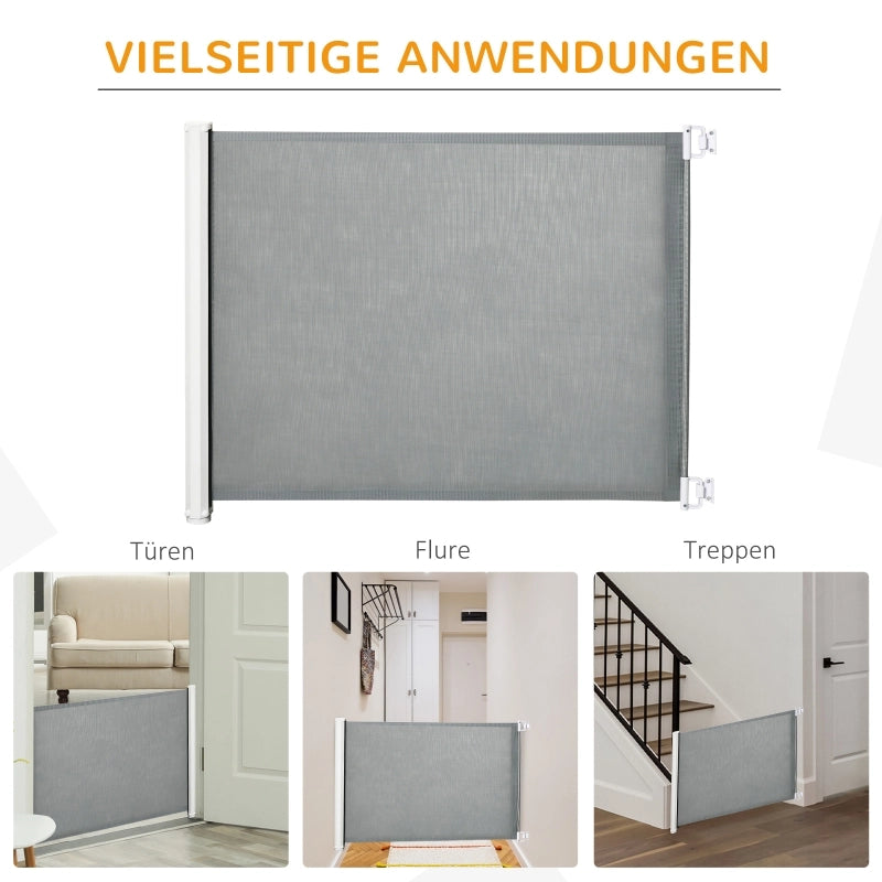 Barriera estensibile a forbice con riavvolgimento automatico per scale porte e corridoi in acciaio grigio 5,5 × 115 × 82,5 cm