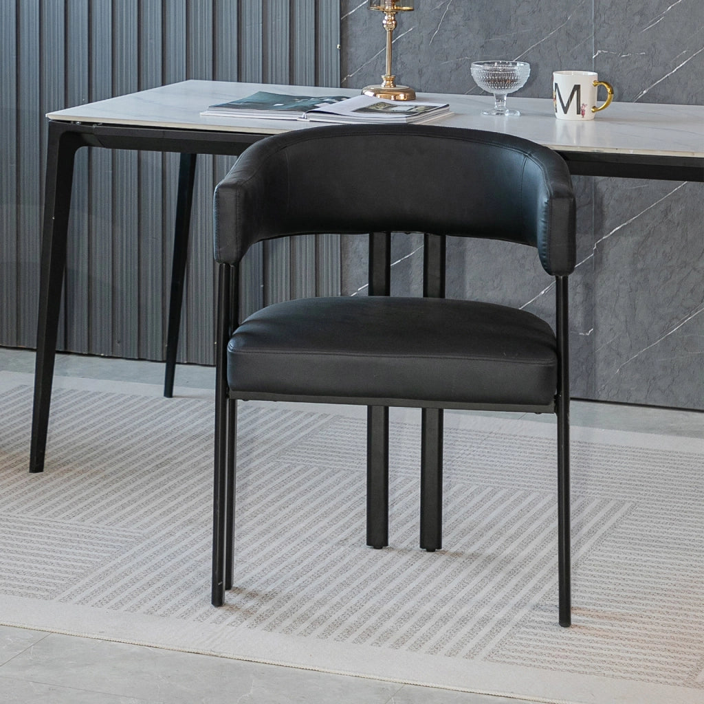 Sedia da Pranzo con Braccioli e Schienale Curvo ¨C MINIMAL ¨C Similpelle, Gambe in Metallo