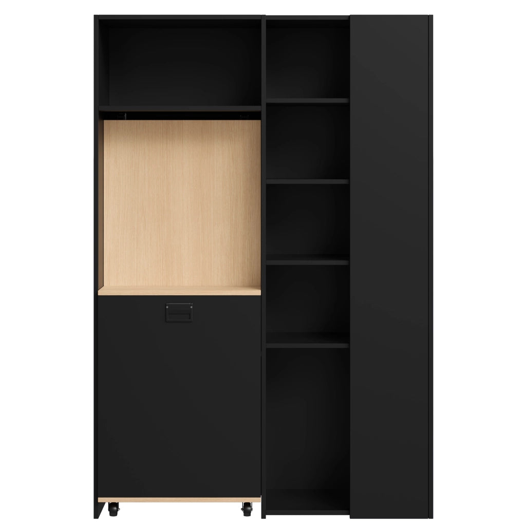 Scrivania pieghevole 2 in 1 con libreria, presa EU e USB, anti ribaltamento per home office 104,5 × 30,5 × 160 cm