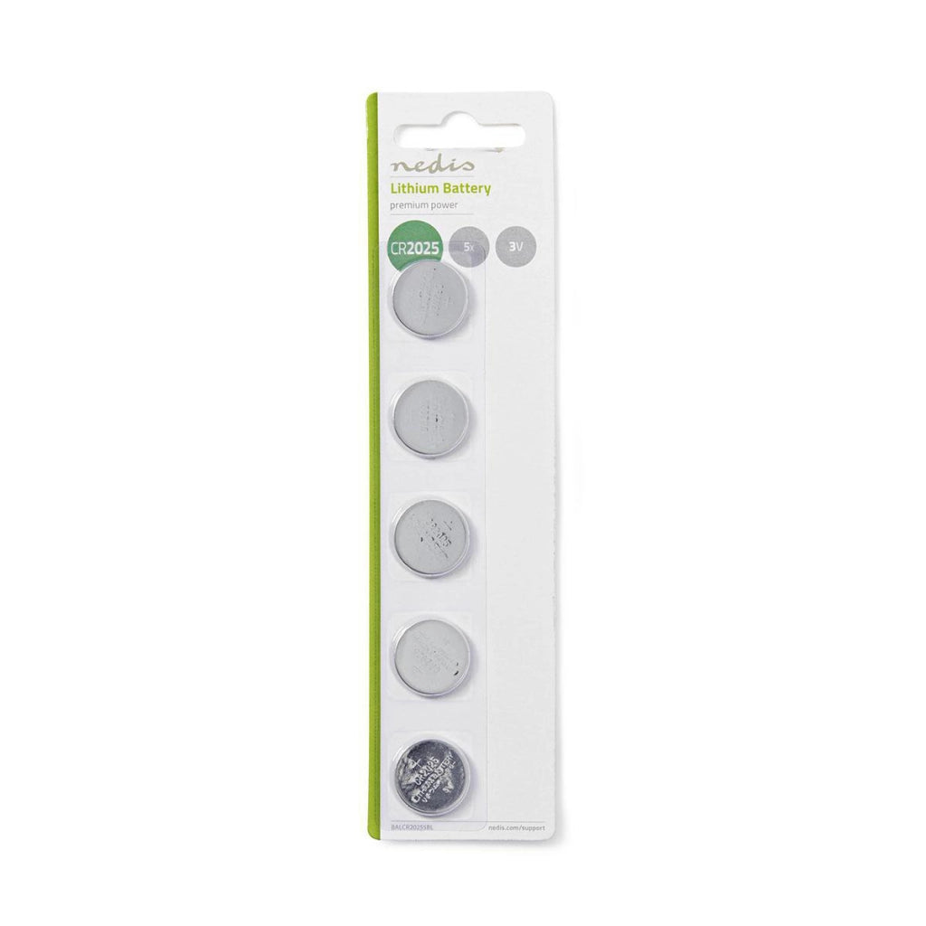 Confezione da 5 pile a bottone al litio 3V DC CR2025 pronte all'uso  Nedis