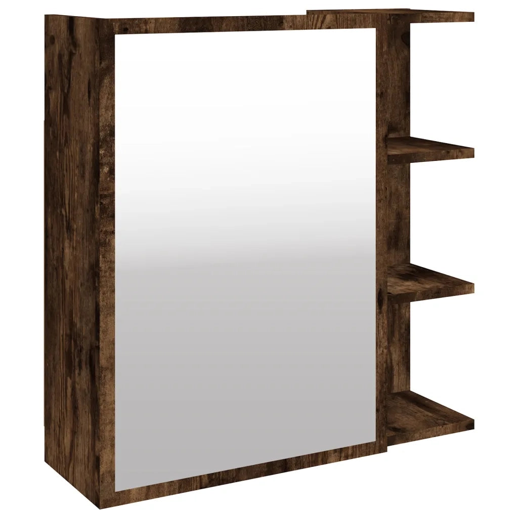 Mobile da Bagno con Specchio Rovere Fumo 62,5x20,5x64 cm Legno 826351