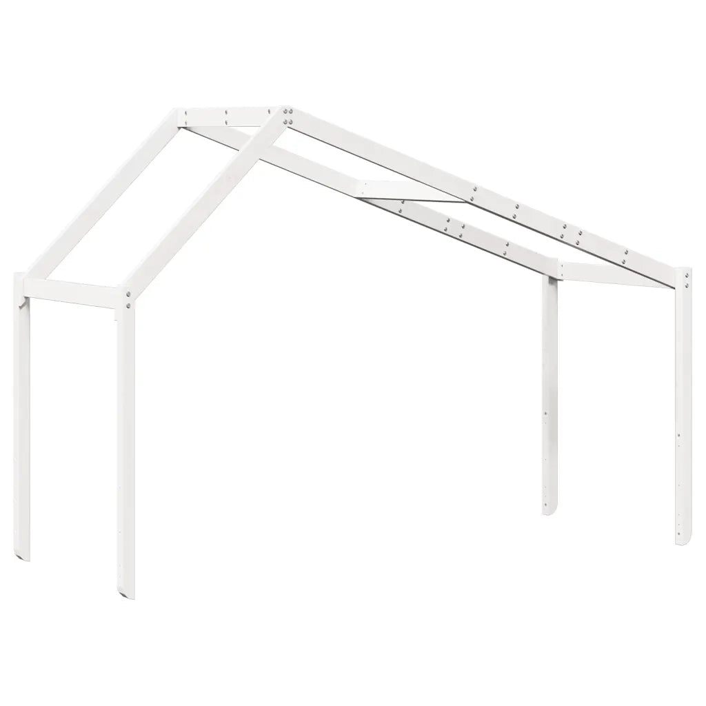 Tetto Letto Bambini Bianco 213x95,5x144,5cm Legno Massello Pino