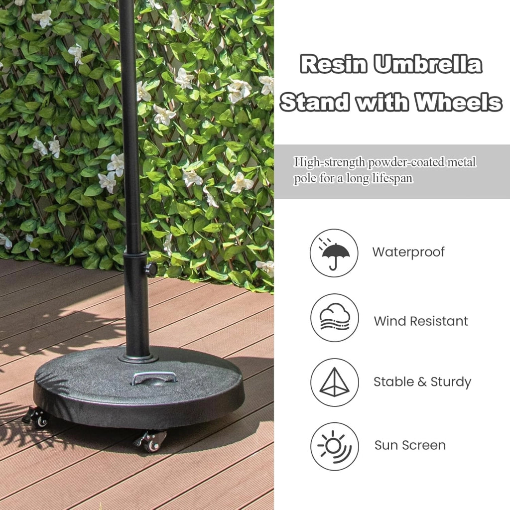 Supporto per ombrellone con Ruote, Supporto per ombrelloni da 38 mm/48 mm, Base per ombrellone Mobile, φ 52 x 41,5 cm (H), per Giardino, terrazza, Cortile