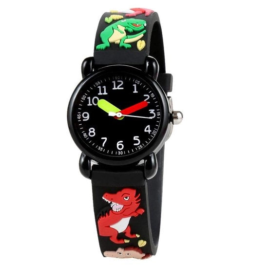 Orologio acqua resistente per bambini Dinosaurus - Cinturino regolabile - Vetro acrilico - Chiusura in acciaio inossidabile - Giocattolo educativo