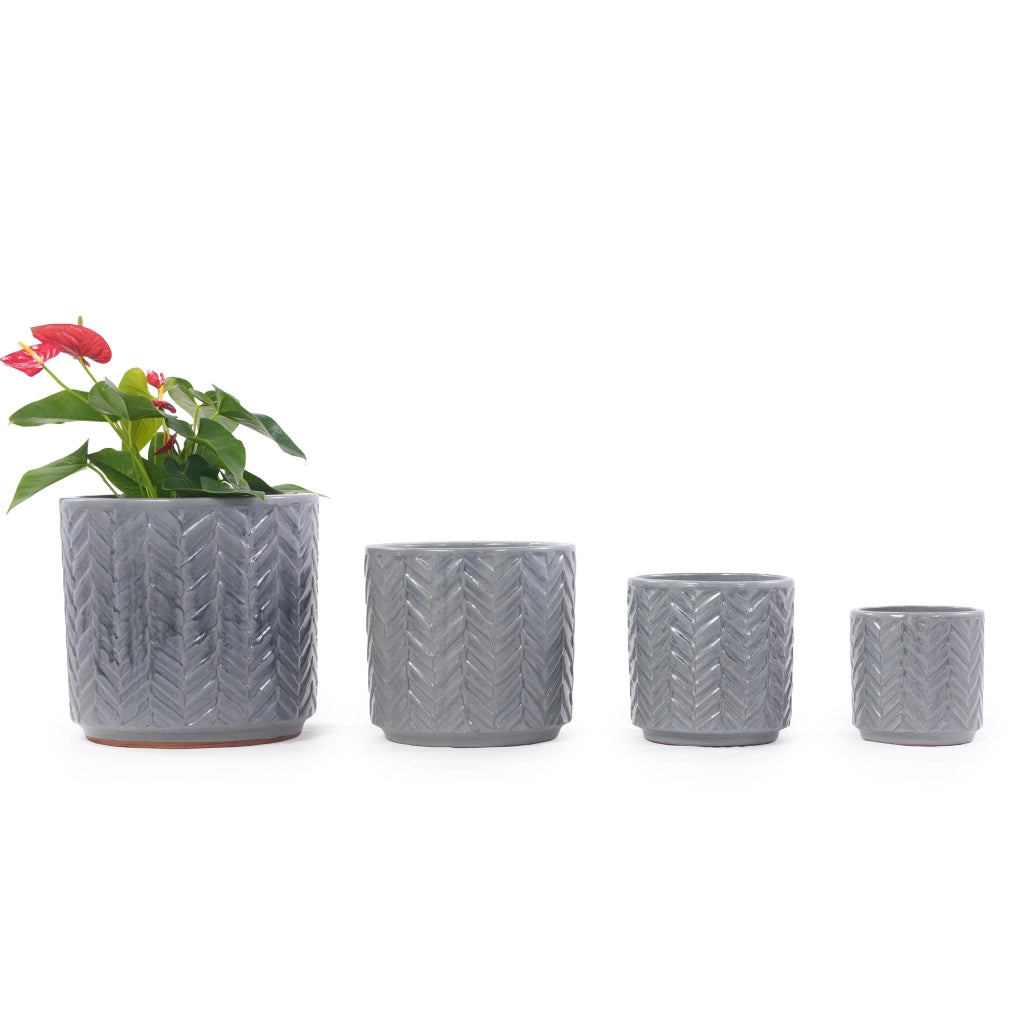 VASO DA FIORI 38 cm in ceramica grigio cenere lavorato a mano